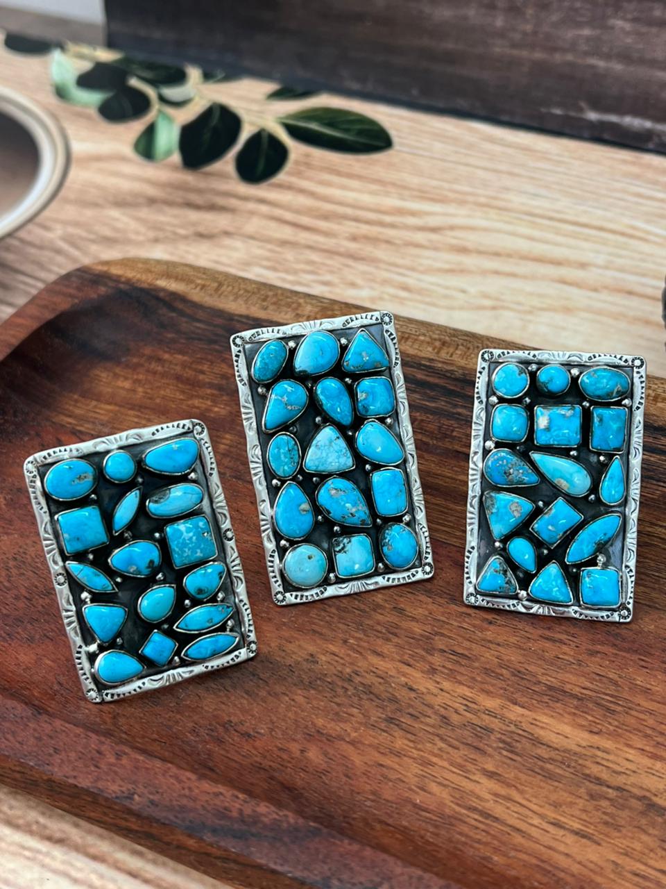 Handmade Sterling Silver Blackjack and Sierra Bella Turquoise Adjustable Ring "Signed Nizhoni"