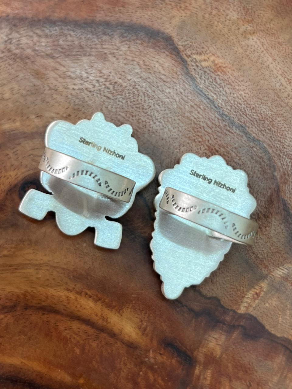 Handmade Sterling Silver Spring Collection: Sonoran Mountain Turquoise with Orange Mojave, Cotton Candy and White Buffalo Adjustable Ring "Signed Nizhoni"