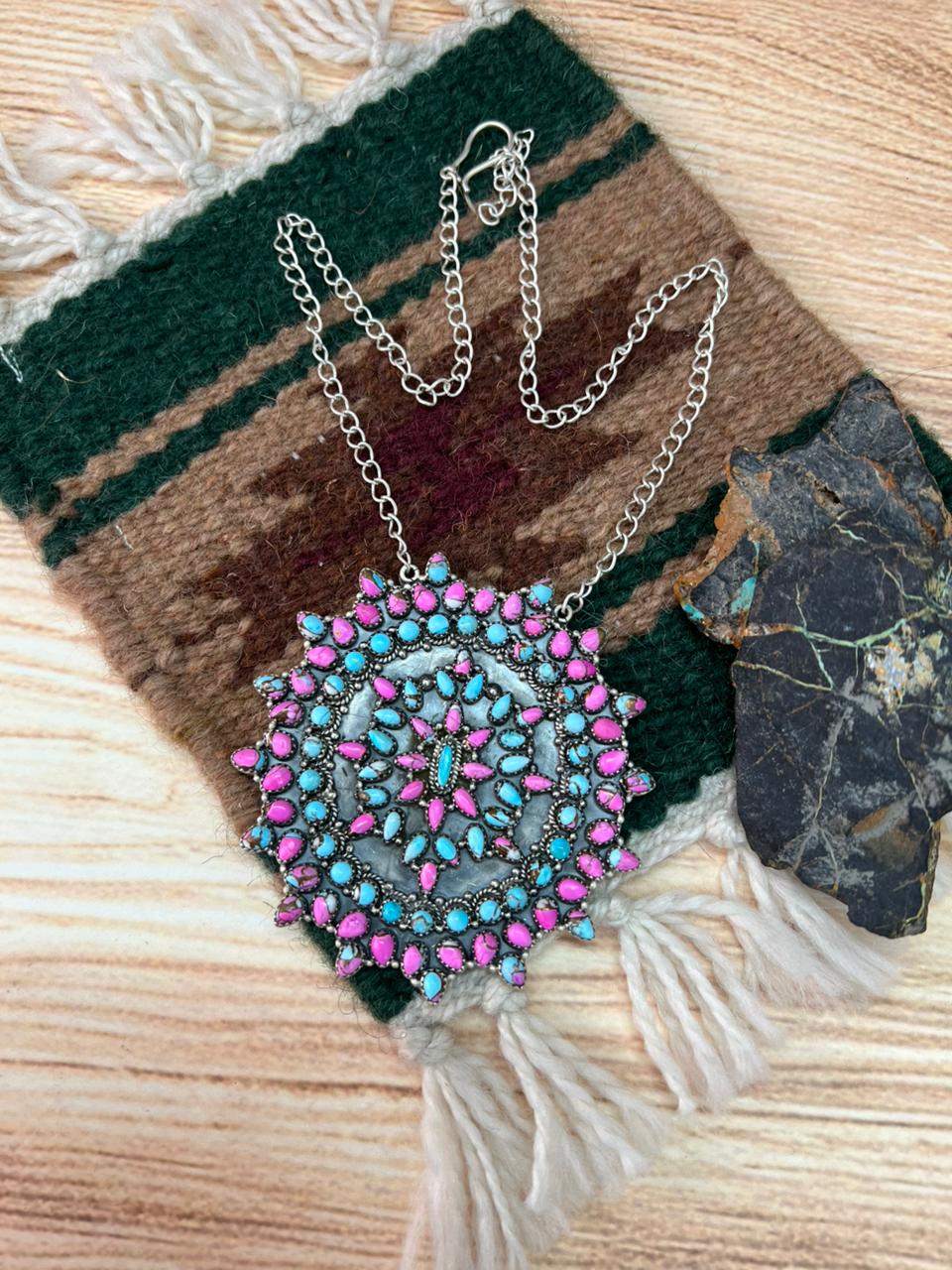 Handmade Sterling Silver Cotton Candy Necklace "Signed Nizhoni"
