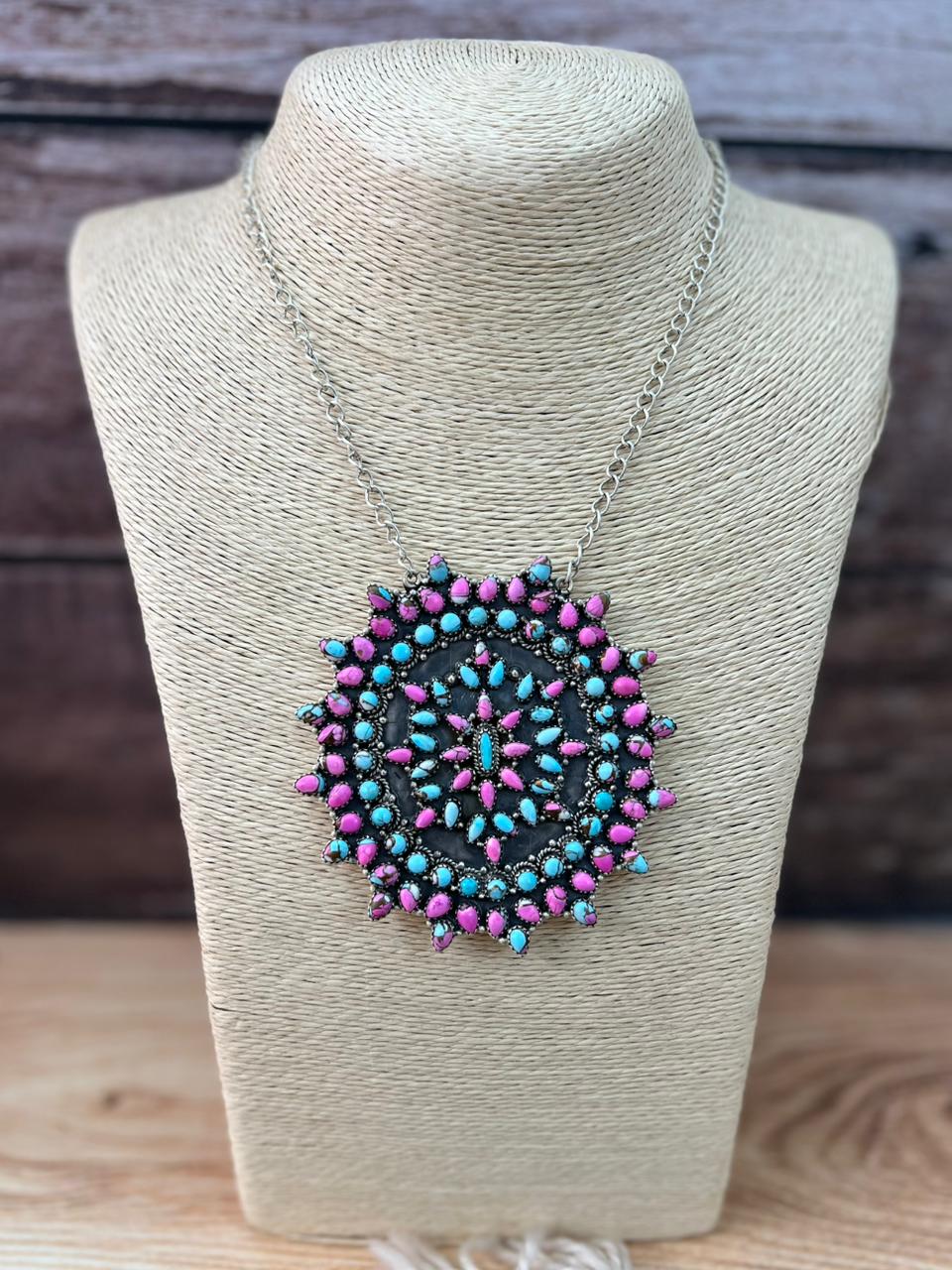 Handmade Sterling Silver Cotton Candy Necklace "Signed Nizhoni"