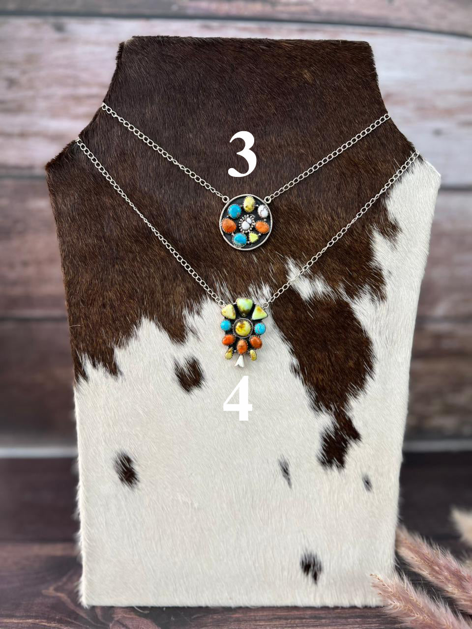 Handmade Sterling Silver Multi Stone Collection: Palomino with Orange Mojave, Wildhorse Magnesite and Arizona Blue Turquoise Necklace "Signed Nizhoni"