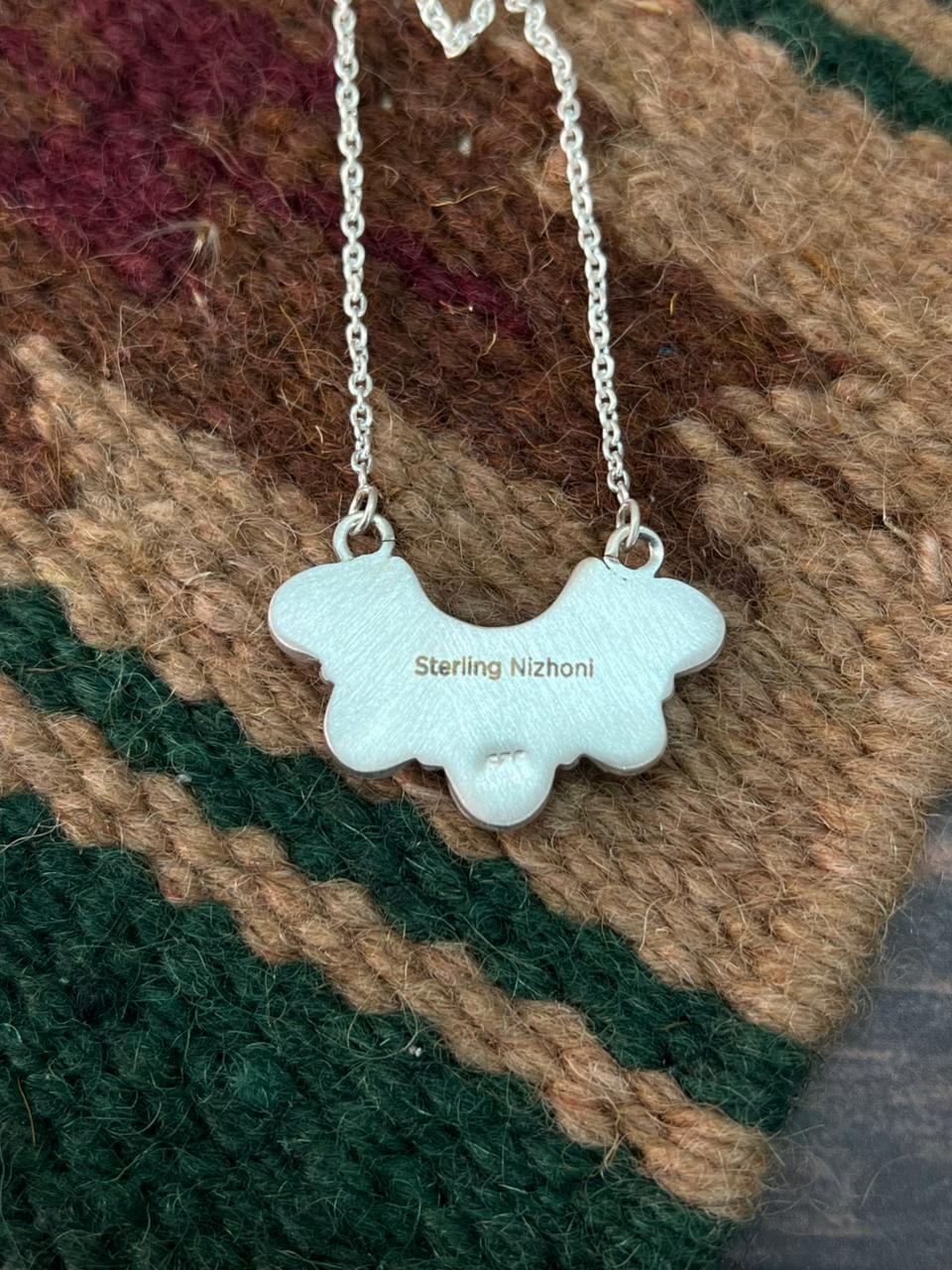 Handmade Sterling Silver White Water Turquoise Necklace "Signed Nizhoni"