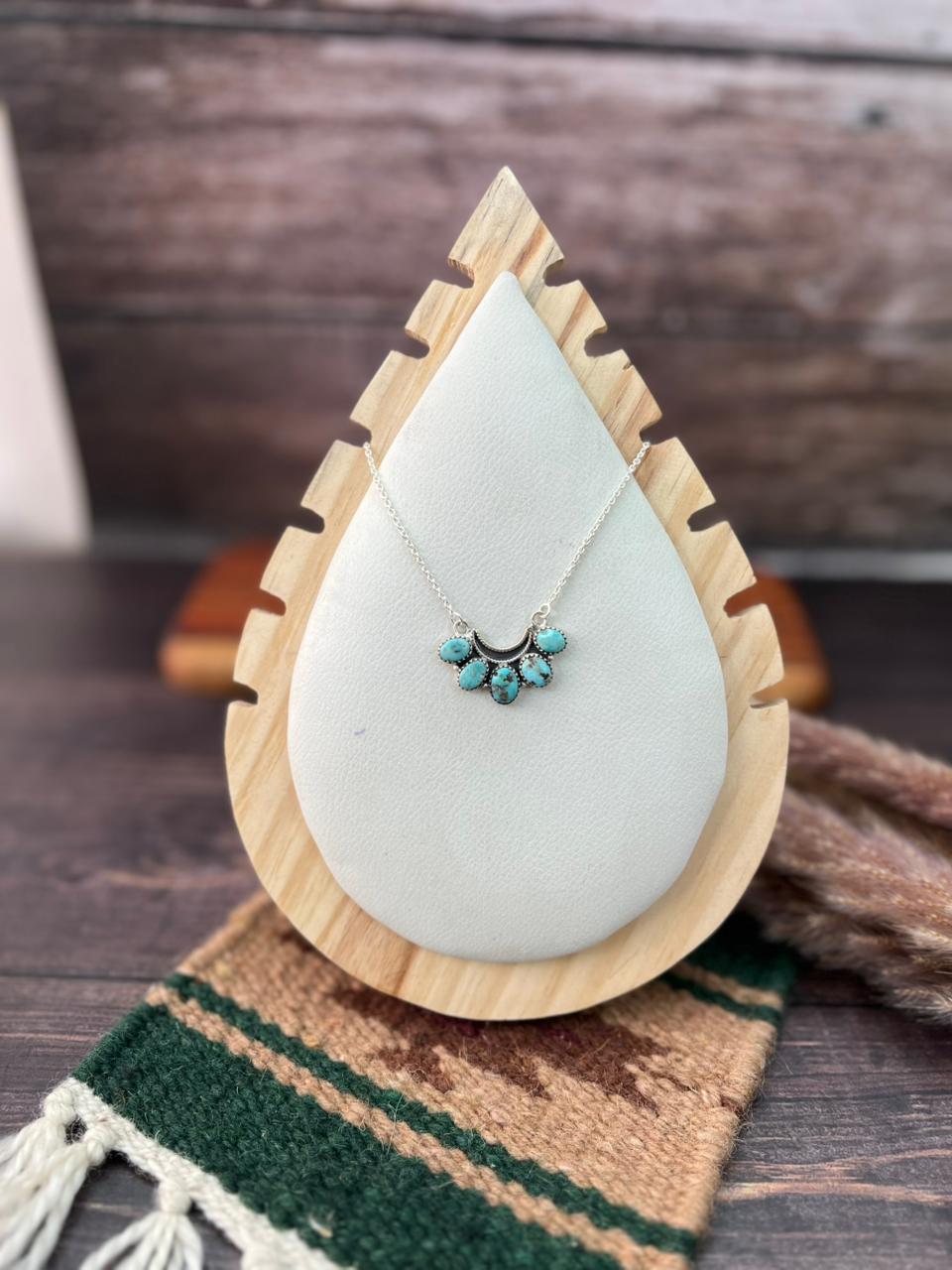 Handmade Sterling Silver White Water Turquoise Necklace "Signed Nizhoni"