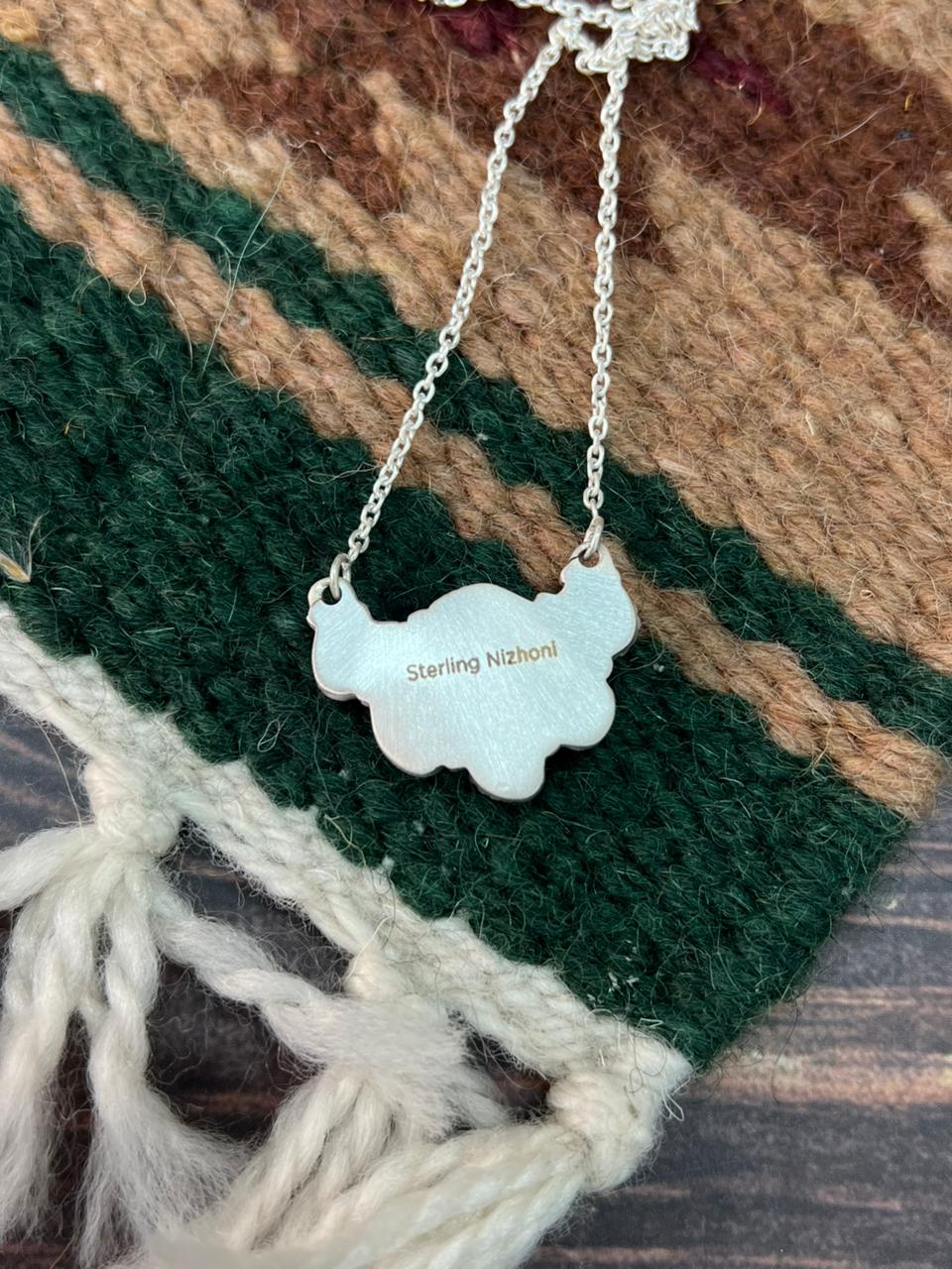Handmade Sterling Silver Palomino with Kingman Turquoise Necklace "Signed Nizhoni"