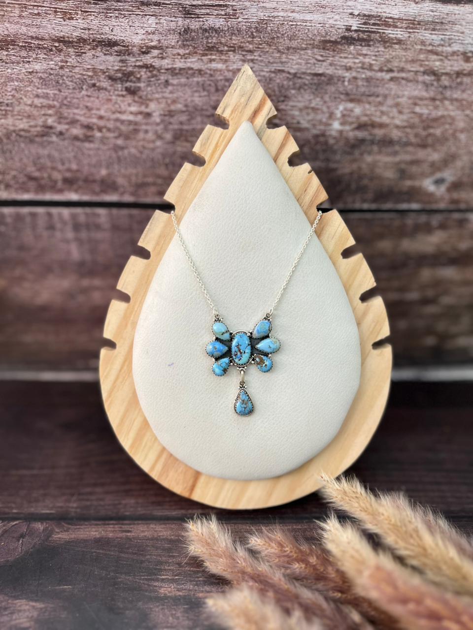 Handmade Sterling Silver Golden Hills Turquoise Necklace "Signed Nizhoni"