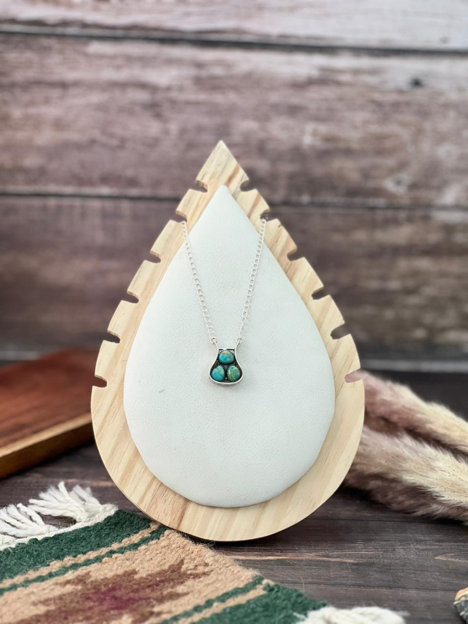 Handmade Sterling Silver Kingman Turquoise Necklace "Signed Nizhoni"