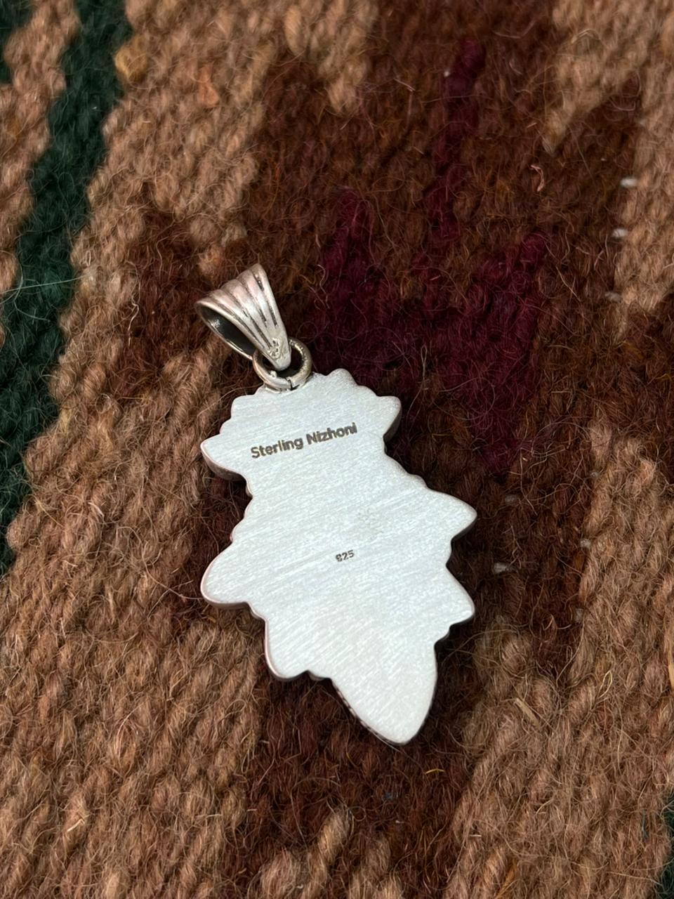 Handmade Sterling Silver Paloma Turquoise with Cotton Candy Pendant "Signed Nizhoni"