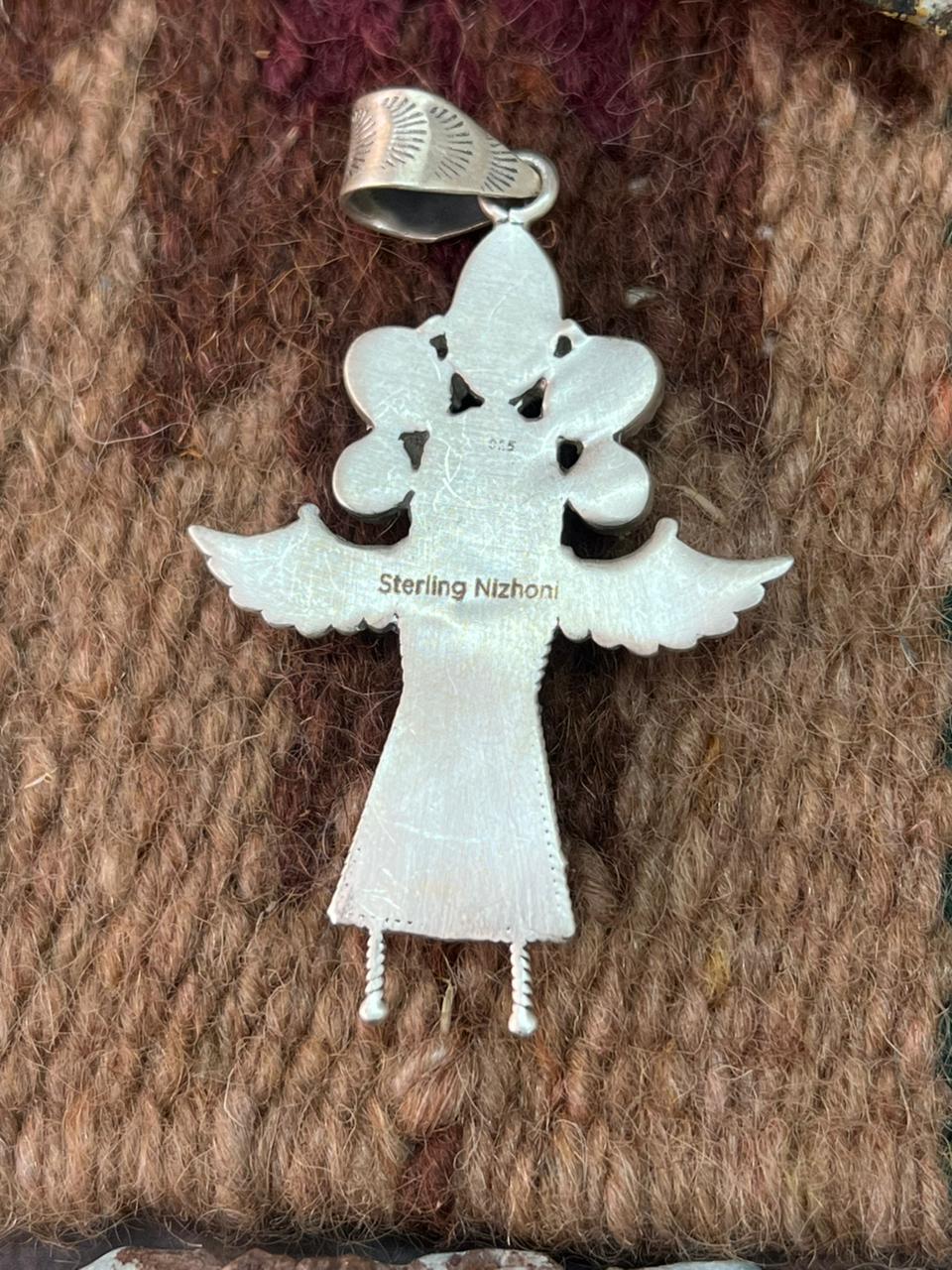 Handmade Sterling Silver Kingman Turquoise Pendant "Signed Nizhoni"