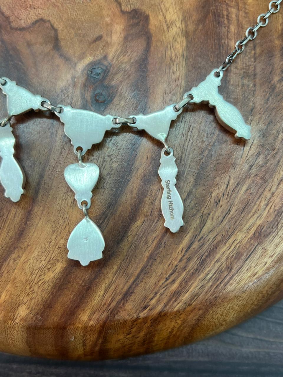 Handmade Sterling Silver Spring Collection: Palomino Turquoise with Cotton Candy, Orange Mojave and White Buffalo Necklace "Signed Nizhoni"