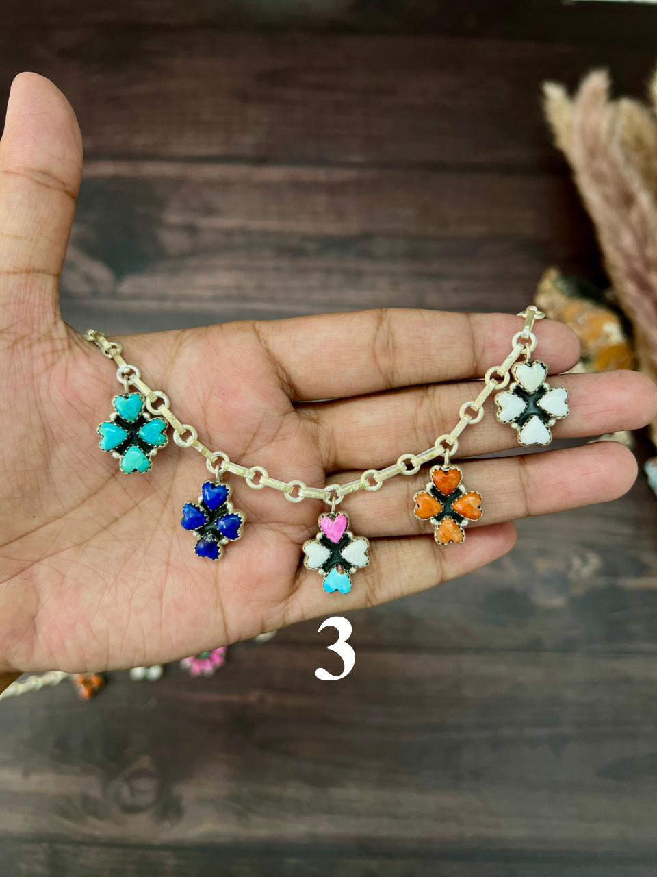 Handmade Sterling Silver Spring Collection: Kingman Turquoise with Cotton Candy, Orange Mojave, Lapis and White Buffalo Necklace "Signed Nizhoni"
