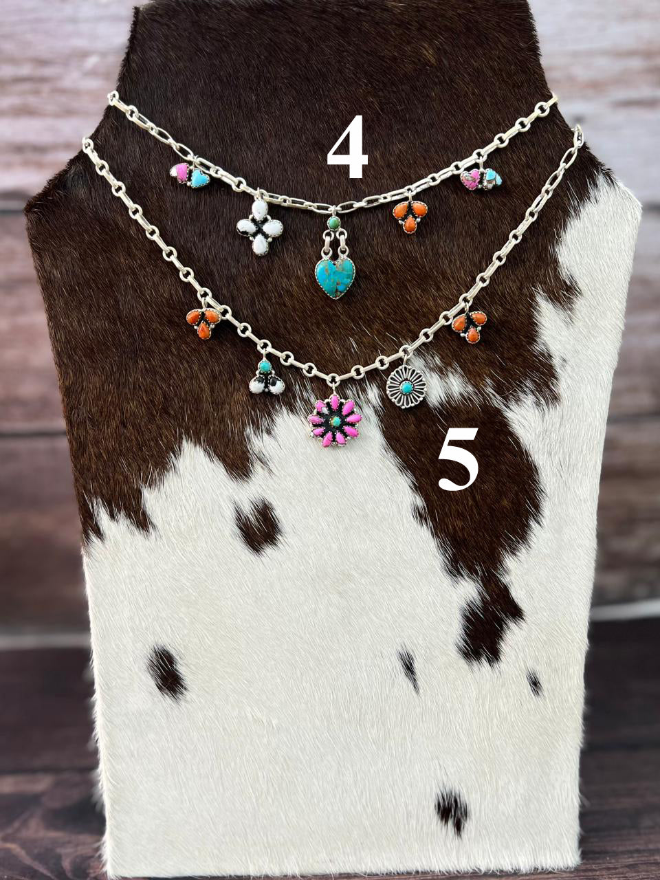Handmade Sterling Silver Spring Collection: Kingman Turquoise with Cotton Candy, Orange Mojave, Lapis and White Buffalo Necklace "Signed Nizhoni"