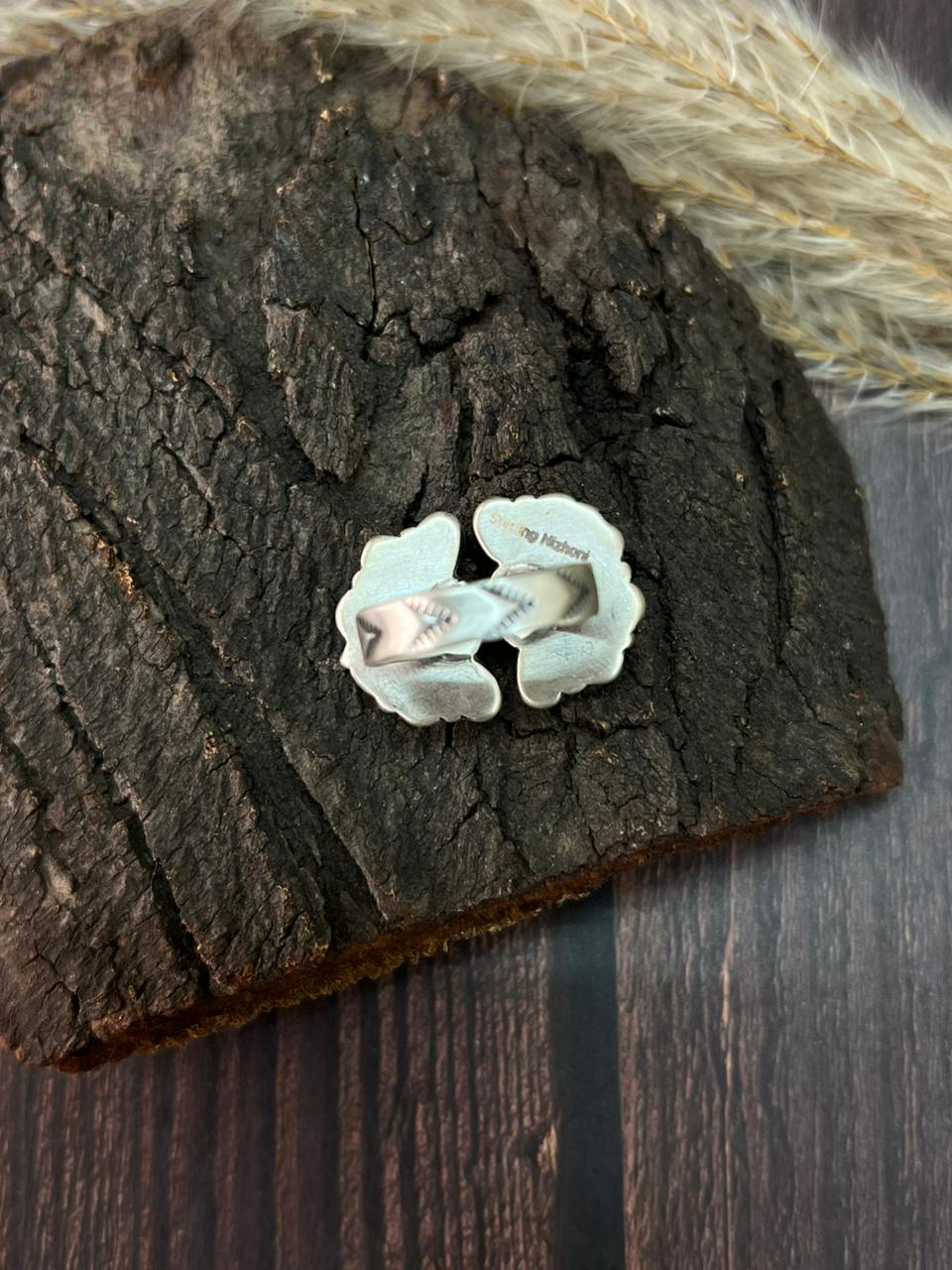 Handmade Sterling Silver Kingman Turquoise Adjustable Ring "Signed Nizhoni"