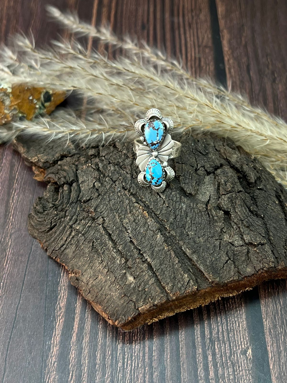 Handmade Sterling Silver Golden Hills Turquoise Adjustable Ring "Signed Nizhoni"