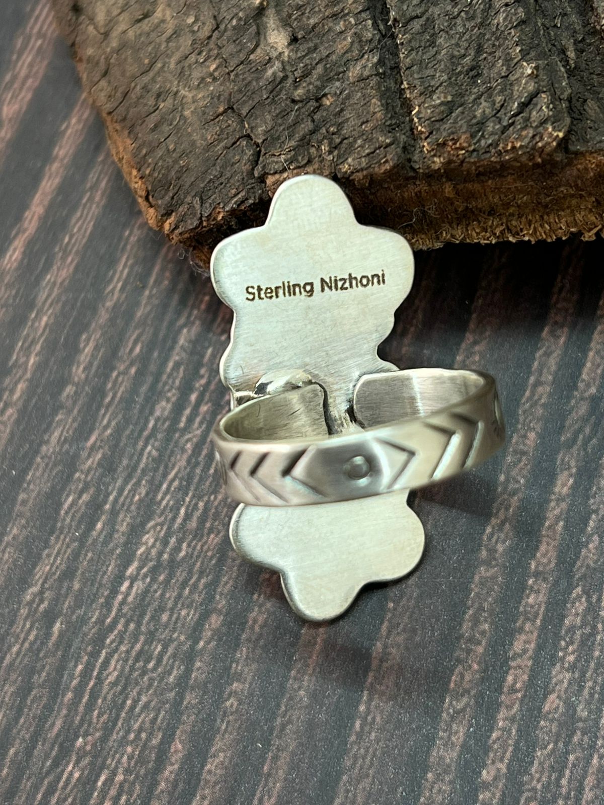 Handmade Sterling Silver Golden Hills Turquoise Adjustable Ring "Signed Nizhoni"