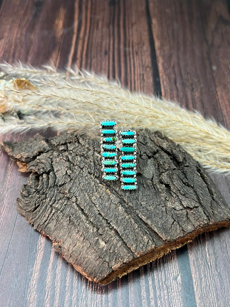 Handmade Sterling Silver Kingman Turquoise Adjustable Ring "Signed Nizhoni"