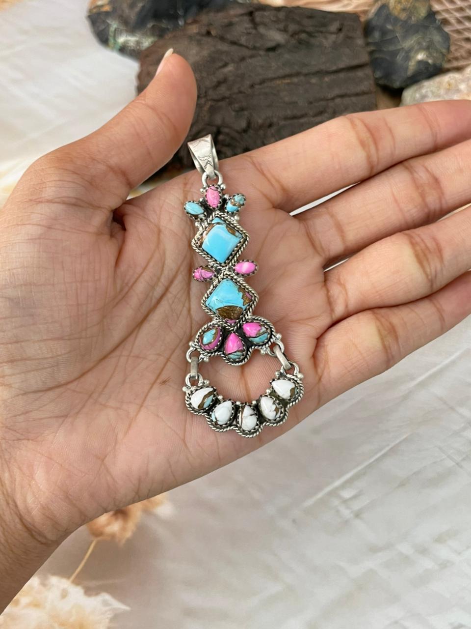 Handmade Sterling Silver Cotton Candy Pendant "Signed Nizhoni"
