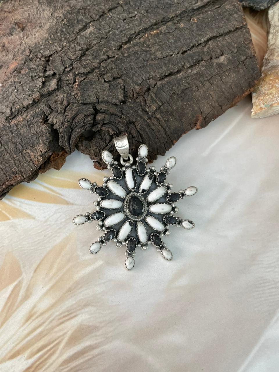Handmade Sterling Silver White Buffalo Pendant "Signed Nizhoni"