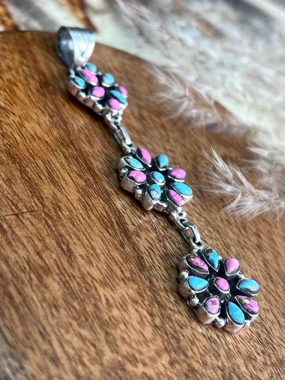 Handmade Sterling Silver Cotton Candy Pendant "Signed Nizhoni" (5)