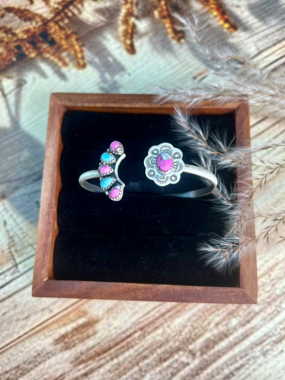 Handmade Sterling Silver Cotton Candy Cuff Bracelet "Signed Nizhoni"