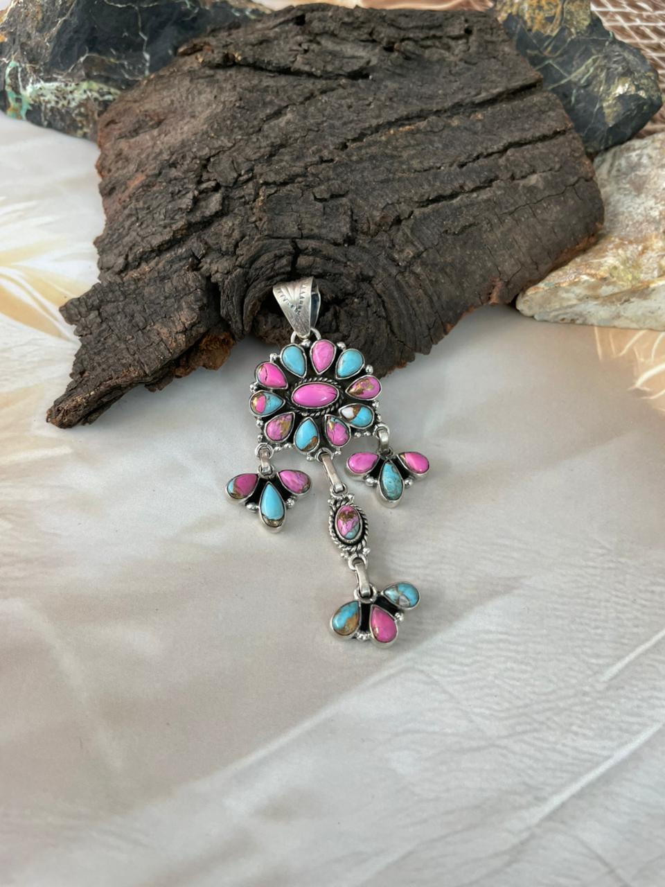 Handmade Sterling Silver Cotton Candy Pendant "Signed Nizhoni" (8)