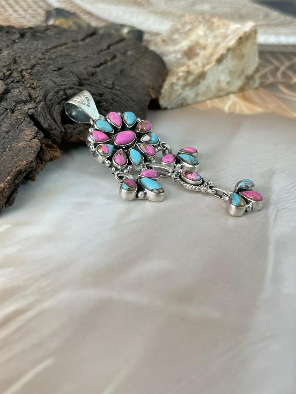 Handmade Sterling Silver Cotton Candy Pendant "Signed Nizhoni" (8)