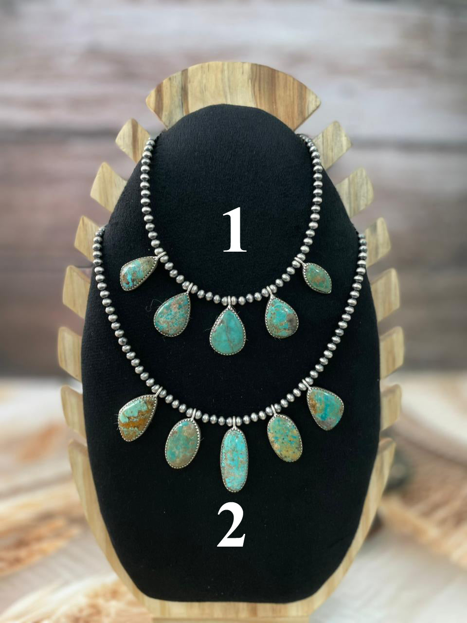 Handmade Sterling Silver Manassa Turquoise Beaded Necklace "Signed Nizhoni"
