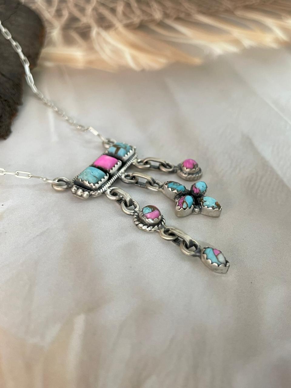Handmade Sterling Silver Cotton Candy Necklace "Signed Nizhoni"