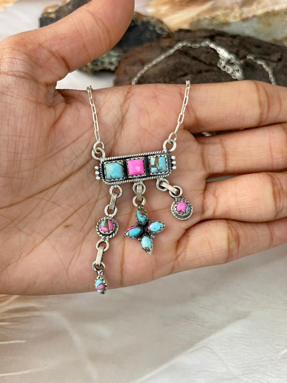 Handmade Sterling Silver Cotton Candy Necklace "Signed Nizhoni"