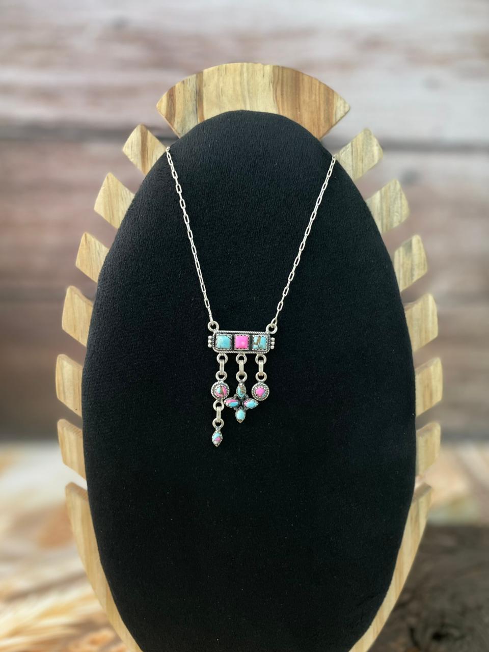 Handmade Sterling Silver Cotton Candy Necklace "Signed Nizhoni"