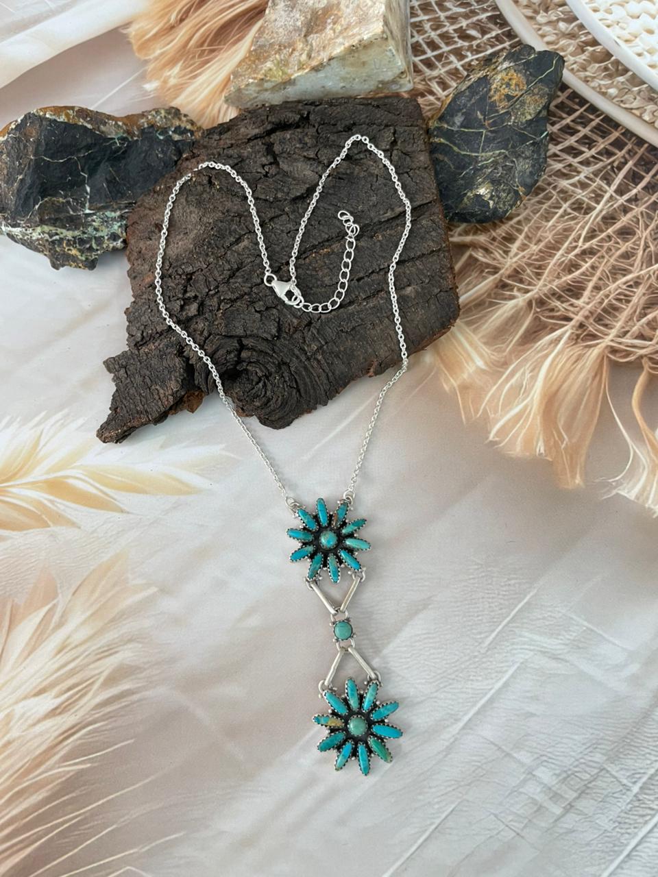 Handmade Sterling Silver Kingman Turquoise Necklace "Signed Nizhoni"