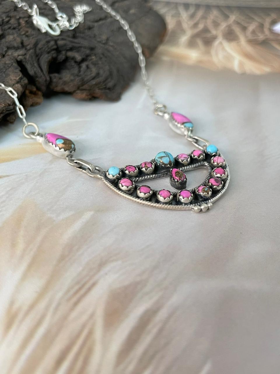 Handmade Sterling Silver Cotton Candy Necklace "Signed Nizhoni"