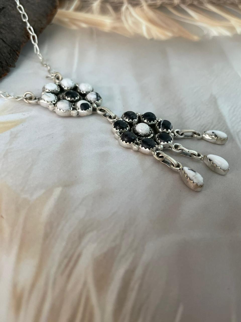 Handmade Sterling Silver White Buffalo Necklace "Signed Nizhoni"