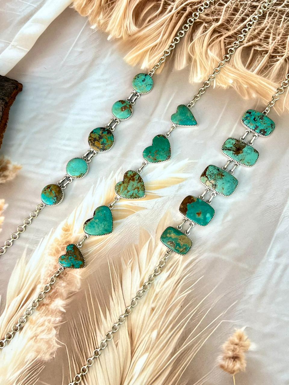 Handmade Sterling Silver Manassa Turquoise Choker Necklace "Signed Nizhoni"