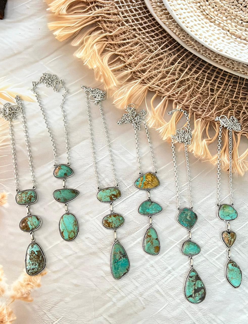 Handmade Sterling Silver Manassa Turquoise Necklace "Signed Nizhoni"
