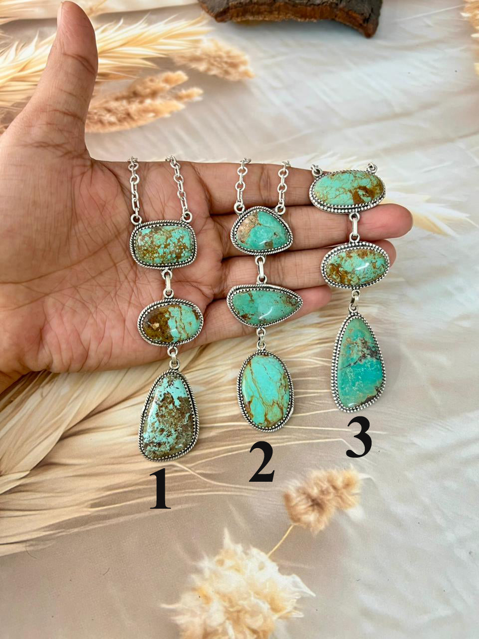 Handmade Sterling Silver Manassa Turquoise Necklace "Signed Nizhoni"