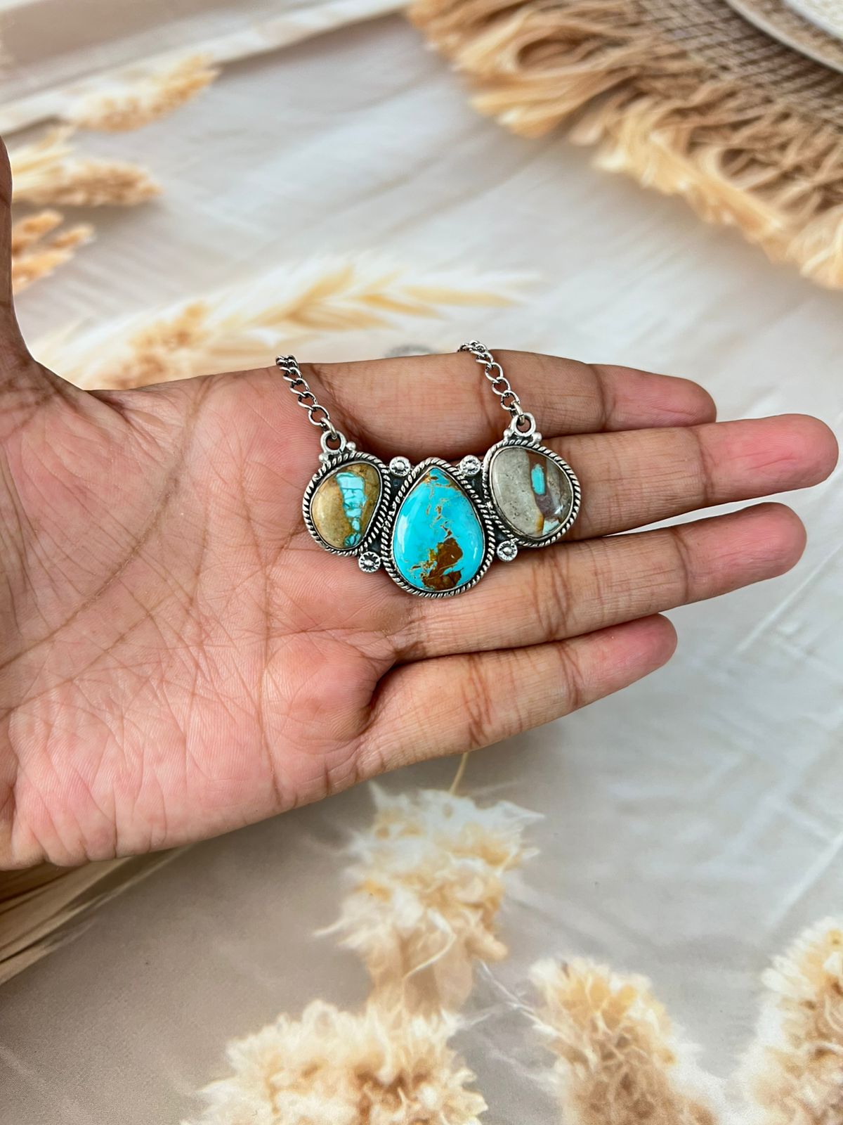 Handmade Sterling Silver Royston Turquoise Necklace "Signed Nizhoni"