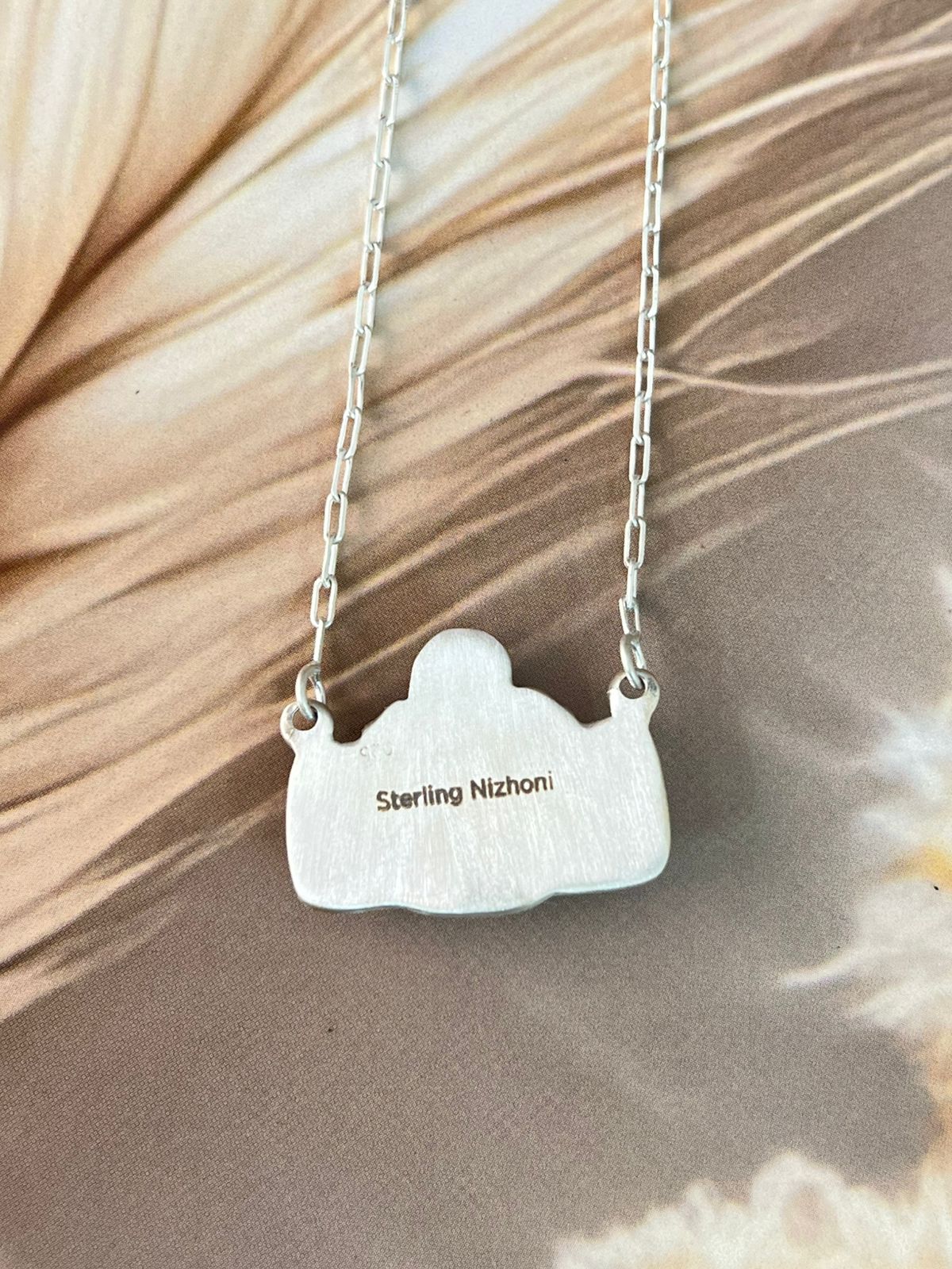 Handmade Sterling Silver Paloma with Arizona Blue Turquoise Necklace "Signed Nizhoni"