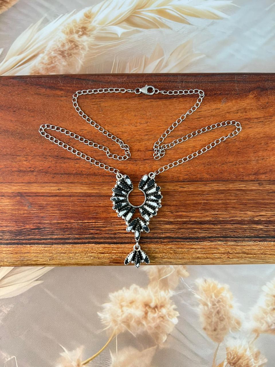 Handmade Sterling Silver White Buffalo Necklace "Signed Nizhoni"