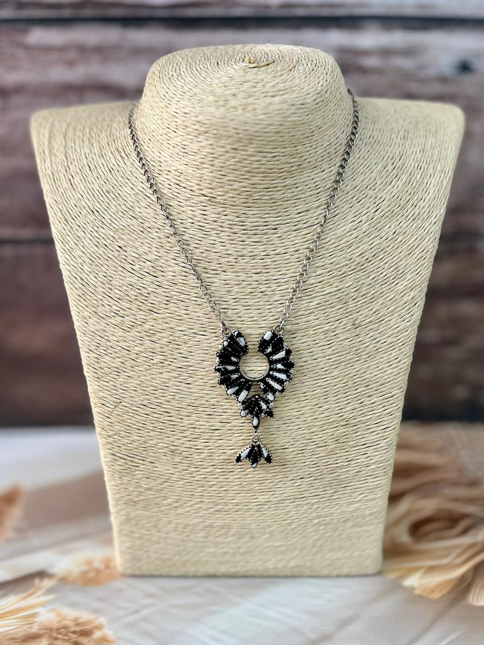 Handmade Sterling Silver White Buffalo Necklace "Signed Nizhoni"