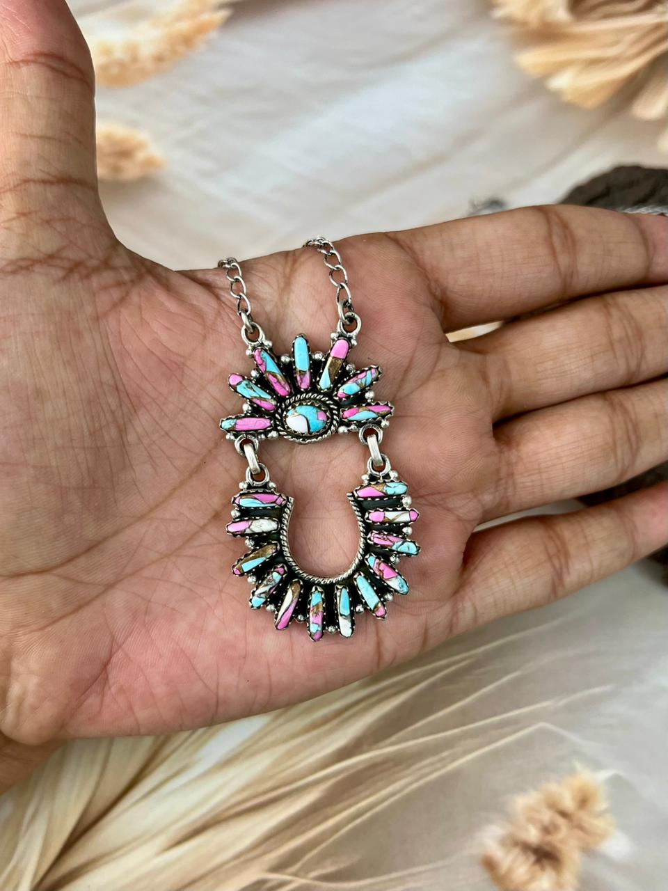 Handmade Sterling Silver Cotton Candy Necklace "Signed Nizhoni"