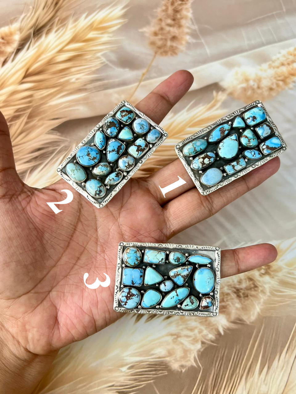 Handmade Sterling Silver Palomino and Golden Hills Turquoise Adjustable Ring "Signed Nizhoni"