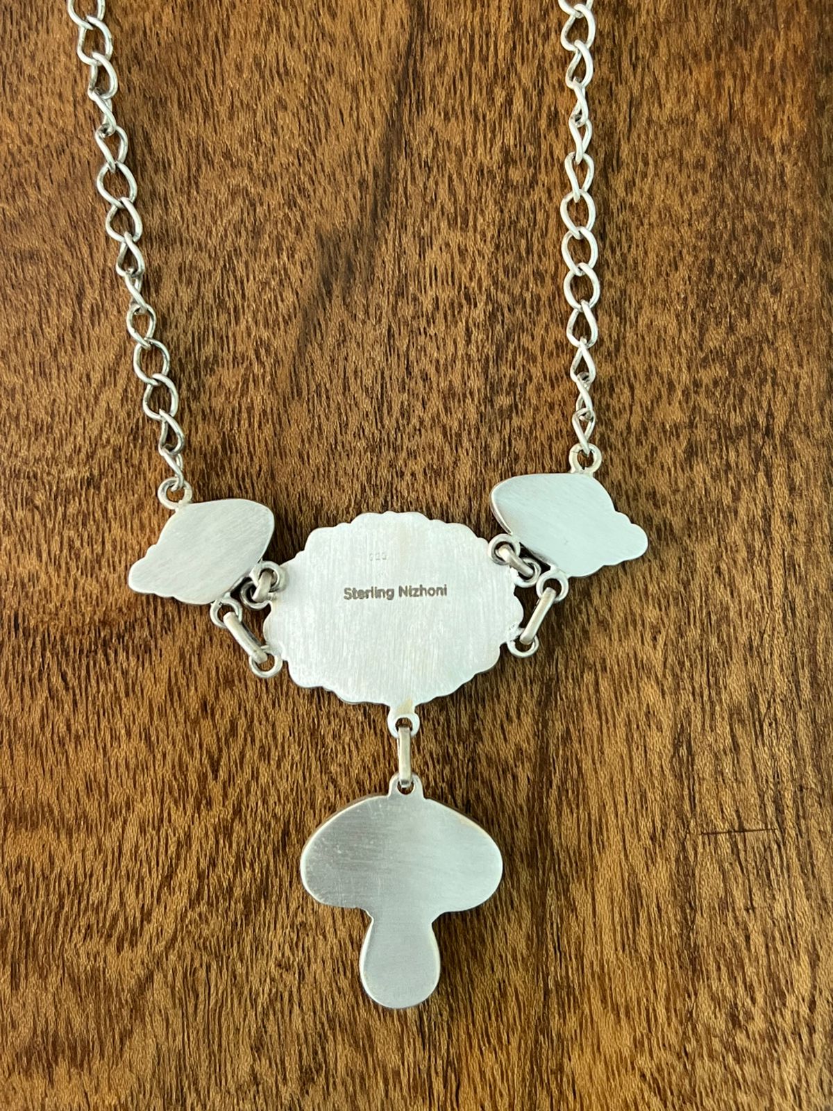 Handmade Sterling Silver Palomino Turquoise with Orange Mojave Choker Necklace "Signed Nizhoni"