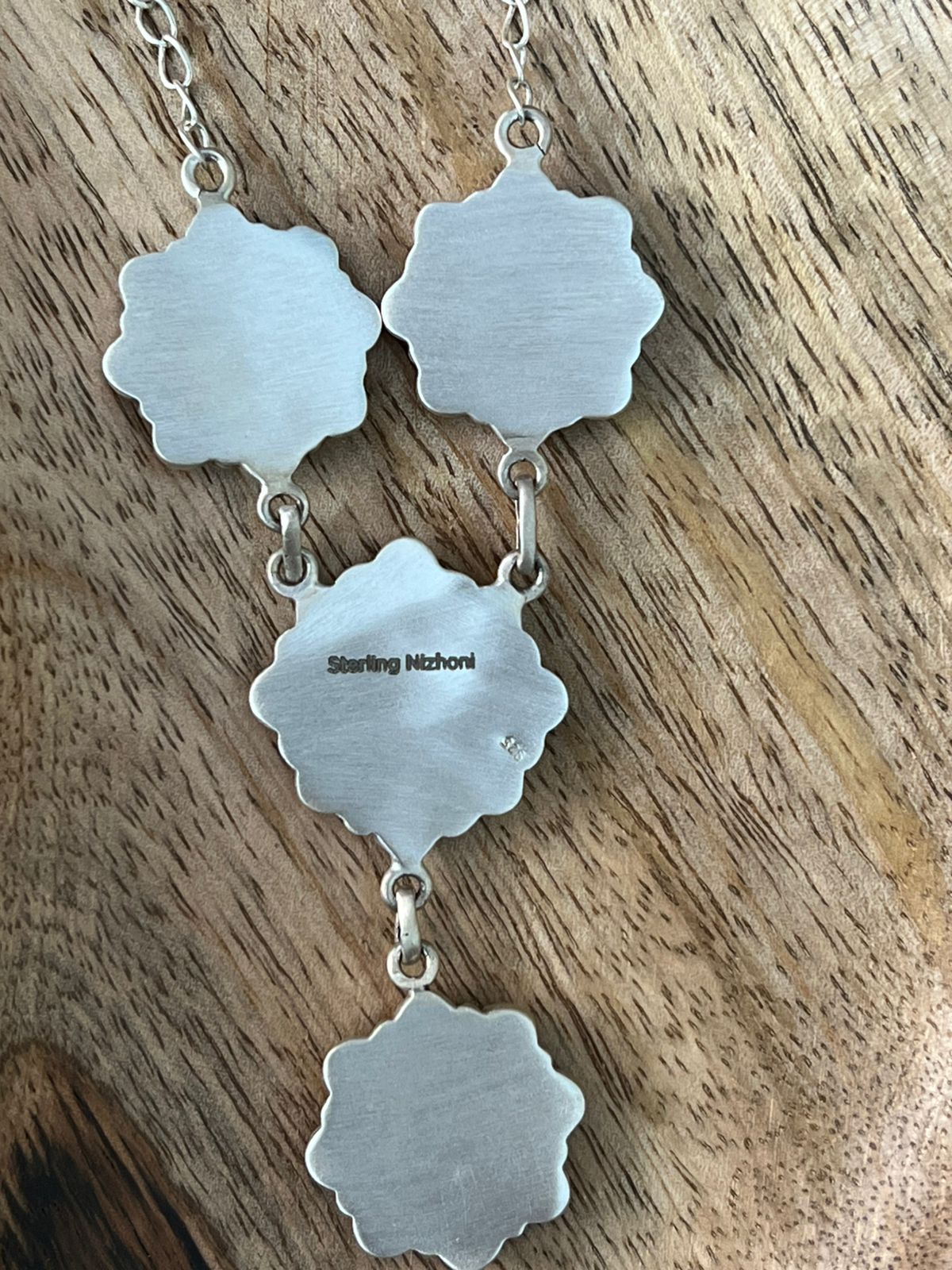 Handmade Sterling Silver White Buffalo with Orange Mojave Necklace "Signed Nizhoni"