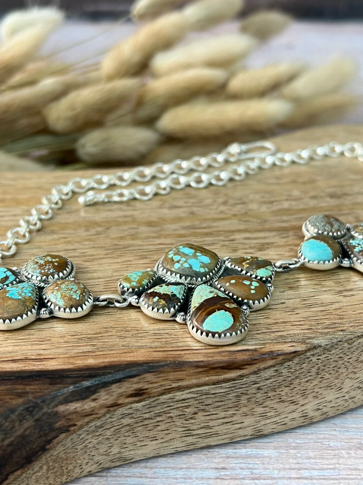 Handmade Sterling Silver Number 8 Turquoise Choker Necklace "Signed Nizhoni"