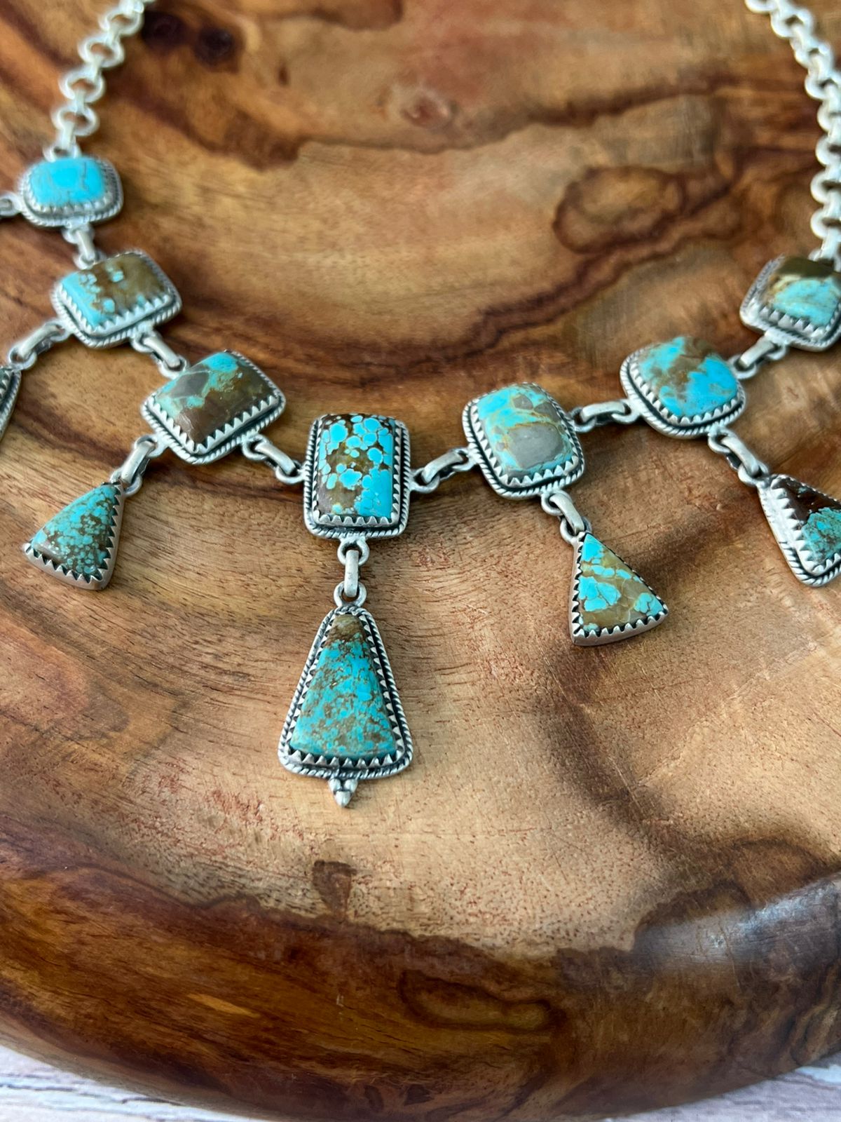 Handmade Sterling Silver Number 8 Turquoise Choker Necklace "Signed Nizhoni"