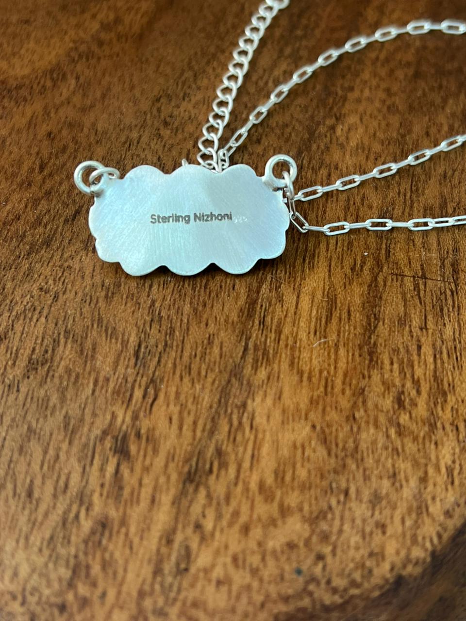 Handmade Sterling Silver Kingman Turquoise Necklace "Signed Nizhoni"