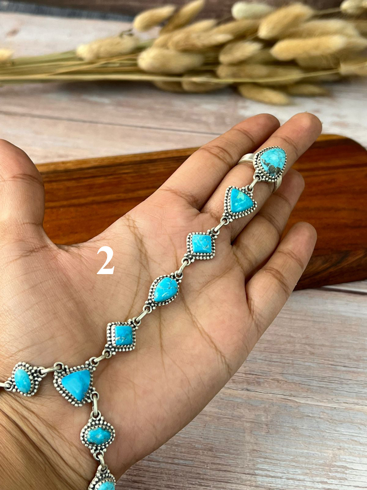 Handmade Sterling Silver Sierra Bella Turquoise Hand Harness "Signed Nizhoni"