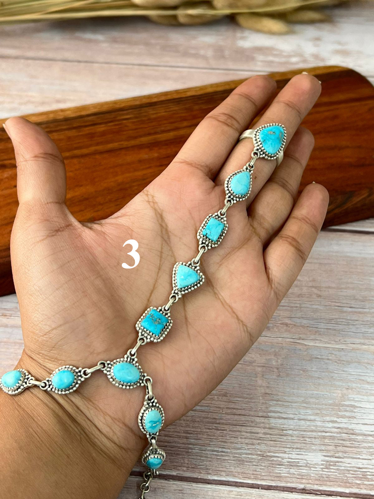 Handmade Sterling Silver Sierra Bella Turquoise Hand Harness "Signed Nizhoni"