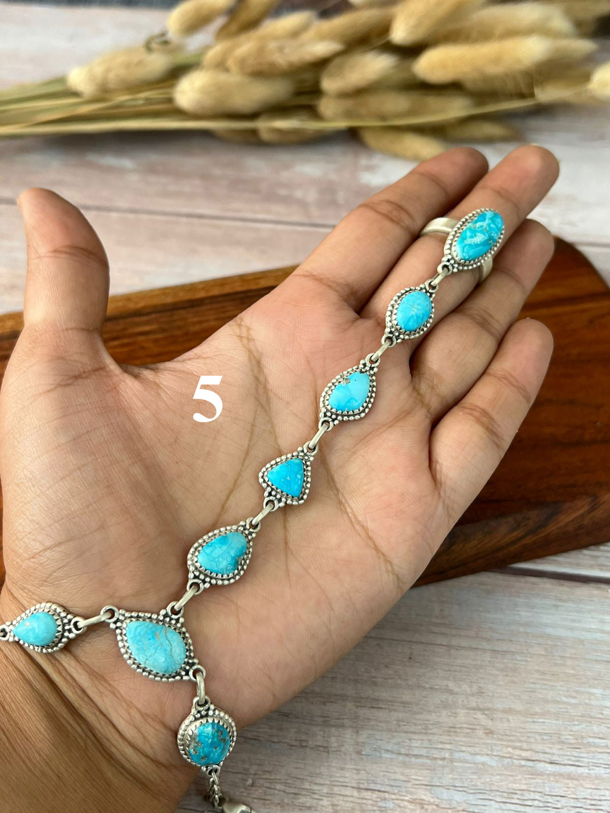 Handmade Sterling Silver Sierra Bella Turquoise Hand Harness "Signed Nizhoni"