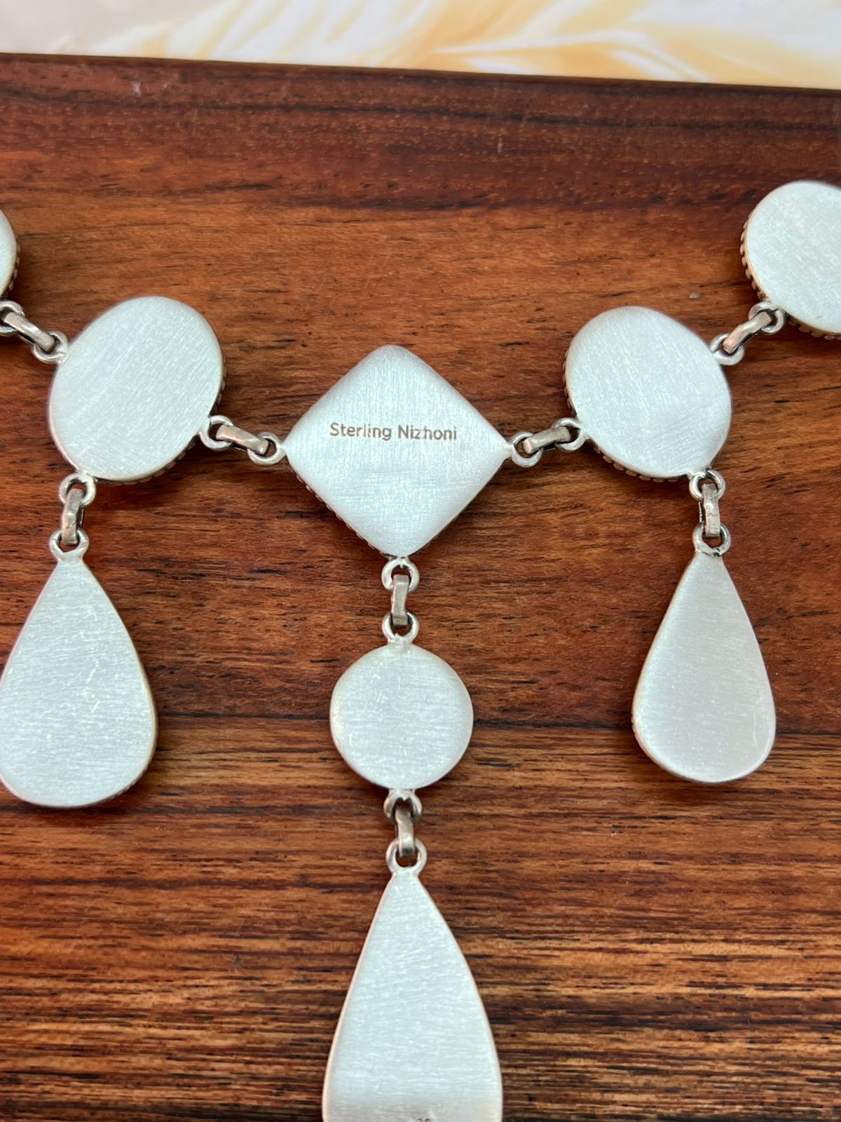 Handmade Sterling Silver Number 8 Turquoise Necklace "Signed Nizhoni"